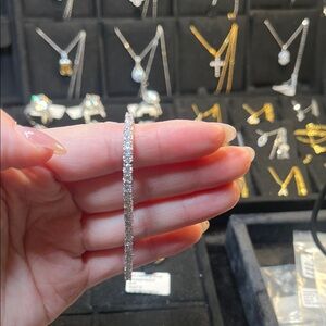 Sterling Silver Moissanite Tennis Bracelet - Silver